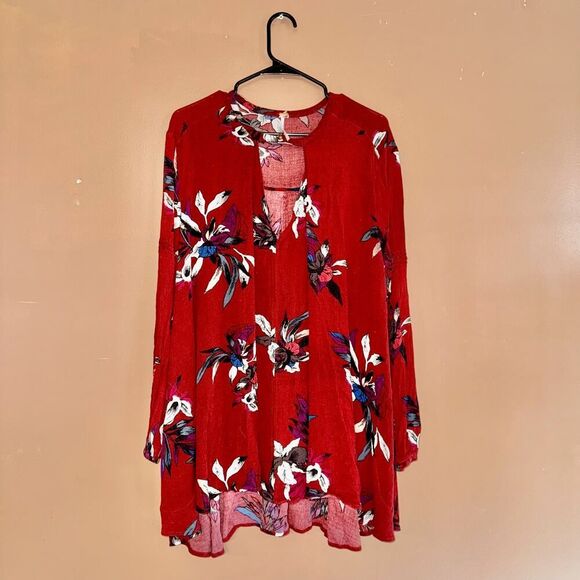 Free People Women's People Tree Swing Tunic - Red Floral - S - Picture 3 of 9